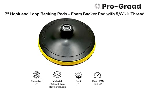 7" Hook and Loop Backing Plate for Sanding, Polishing Buffering Pads, Backer Pad with 5/8”-11 (5/8 inch TPI), 7 inch Backup Pad for Angle Grinder Drill Polisher Buffer