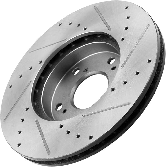 Front Brake Rotors and Pads for 2003-2017 Honda Accord,2013-2018 Honda Civic, 2003-2011 Element, 02-04 CR-V, 13-15 Acura ILX Drilled and Slotted E-Coating Disc Brake Rotors Ceramic Brake Pads