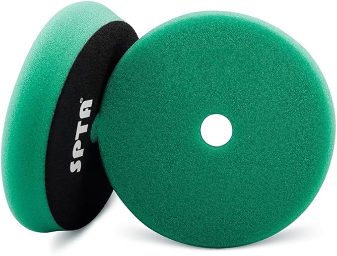 SPTA Green T120 Heavy-Cut Polishing Foam Pad, 1Pc 3.5 Inch Face for 3 Inch 80mm Backing Plate Compound Buffing Sponge Pads for Car Buffer Polisher Compounding, Polishing and Waxing -FPBFS3G