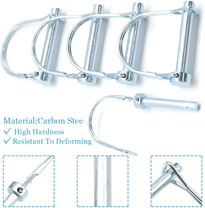 5Pcs Shaft Locking Pin 5/16” Trailers Lock Hitch Lock Pin Zinc Plated Carbon Steel Round Loop Safety Wire Lock Pin Length 2”for Farm Trailers Trolley Wagons Lawn Garden Towing(D-8x50mm)