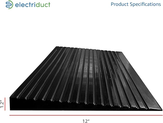 Electriduct 1.2" Non Slip Rubber Threshold Wheelchair Ramp for Accessibility | Use with Wheelchairs, Mobility Scooters for Home, Steps, Stairs, Doorways, Curbs - 40" W x 12" L Black
