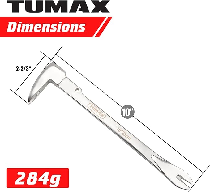 10" Nail Puller Cats Paw Pry Bar, High-Carbon Steel Mini Crowbar for Home Remolding & Woodworking Prying, Scraping, Lifting, Pulling