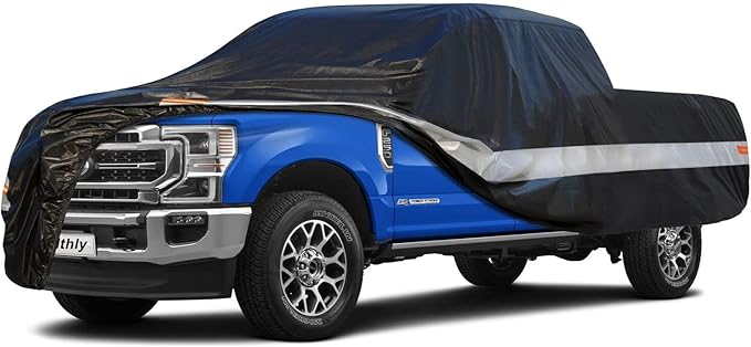 10 Layers Truck Cover Waterproof All Weather. Pickup Truck Cover Rain Snow UV Dust Protection. Length: 230-242 inches, Universal Fit for Ford F150 Chevy Silverado Dodge Ram 1500.