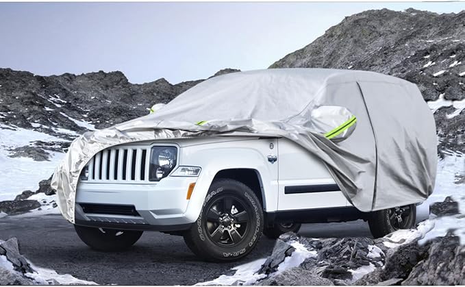 Koukou SUV Car Cover Custom Fit Jeep Liberty from 2000 to 2025, Waterproof Car Cover All Weather for Automobiles Outdoor Indoor with Zipper Door, Sun Rain Dust Snow Protection.