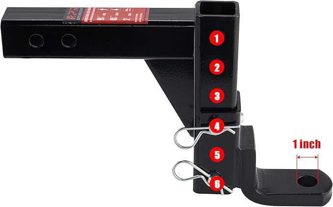 OPENROAD Adjustable Trailer Hitch Ball Mount, Fits 2-Inch Receiver, 1-Inch Hole, 7500lbs, 9-1/2" Drop/ 8-1/4" Rise Drop Hitch, Tow Hitch for Heavy Duty Truck with Secure Screw-in Pin & R-Clip
