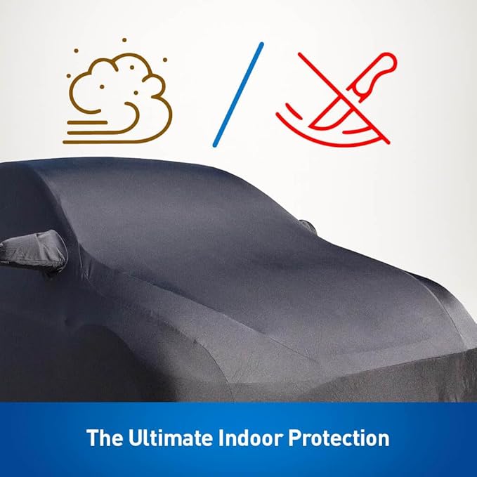 Custom Indoor Stretch Car Cover Compatible with 2020-2026 Tesla Model Y, Black, Includes Storage Bag - Soft Satin, Breathable, Dust Protection