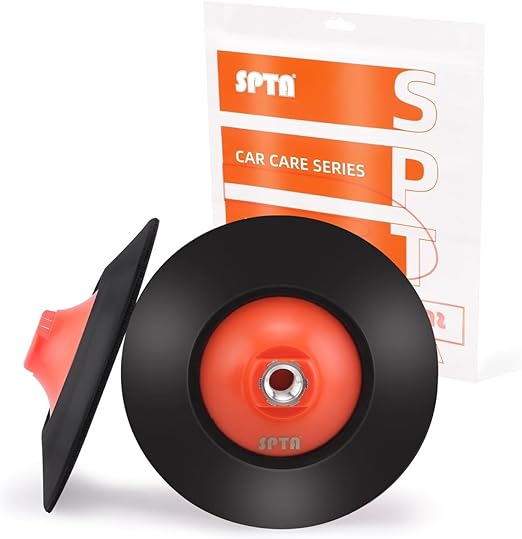 SPTA 2Pcs RO Rotary Flexible Backing Plate, Hoop-and-Loop Face PU Soft Backing Pad Used On Rotary Polisher Sander for Sanding Polishing Buffing Finishing (M14 Thread, Orange, 6Inch (150mm))