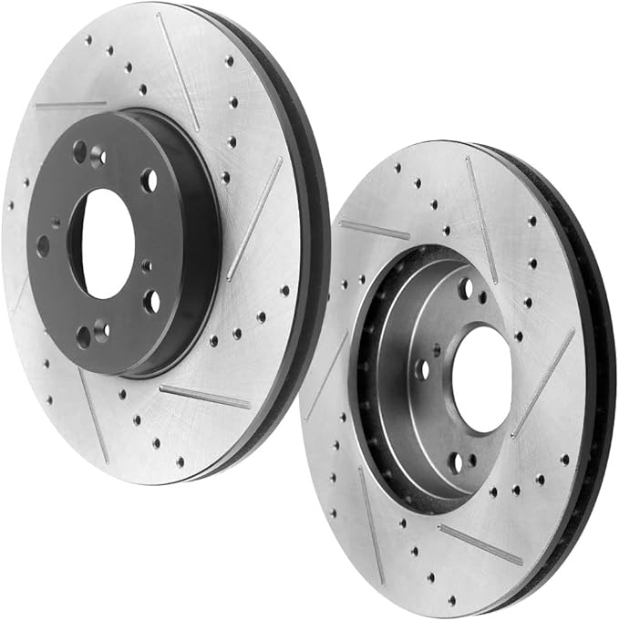 Front and Rear Front Brake Rotors + Ceramic Brake Pads Kit Replacement for 2003-2007 Honda Accord - Driver & Passenger Side - All Clips and Hardwares Included