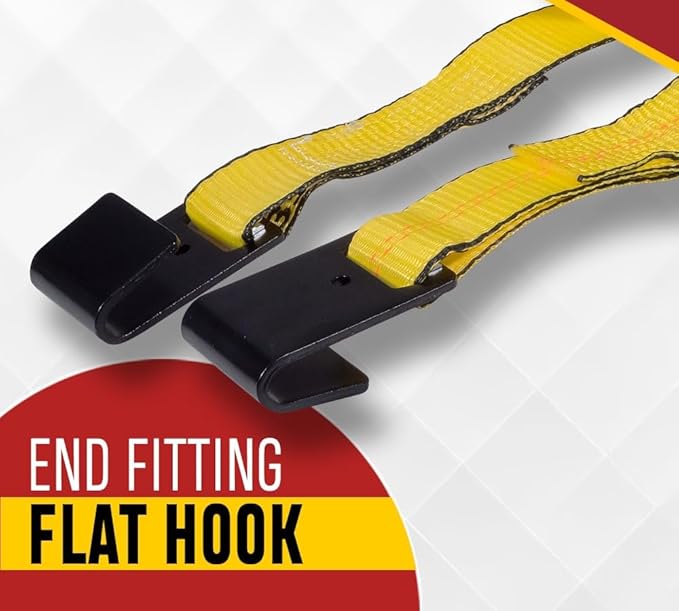 Mytee Products 20 Pack Ratchet Tie-Downs with Flat Hooks, 2" x 20' Yellow Ratchet Straps | 10,000 Lbs Breaking Strength | Tie Down Ratchet Straps for Flatbed, Truck, Trailers Pickup
