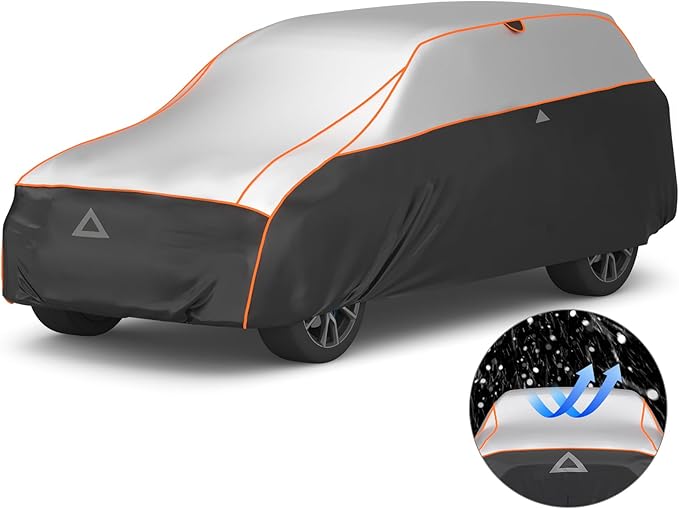 Favoto Hail Protection Car Cover - Waterproof SUV Car Cover Padded Anti-Hail Snow Rain Protector for Automobiles Outdoor Heavy Duty with Reflective Stripes Full Exterior Cover Fits SUV up to 198"
