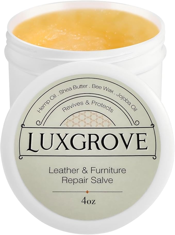 LUXGROVE® Leather & Furniture Repair Salve- Polisher, Leather Cleaner & Conditioner to Soften, Protect & Restore Leathercraft, Leathers Soap for Car Seat, Couch, Shoe, Purse, Boot & Saddles - 4oz