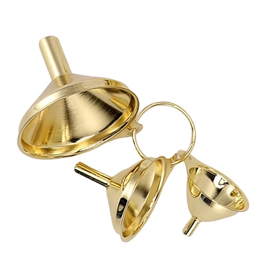 Zerodis Gold Stainless Steel Funnel Set with Narrow Valve Rod and Side Handle for Small Bottles and Containers