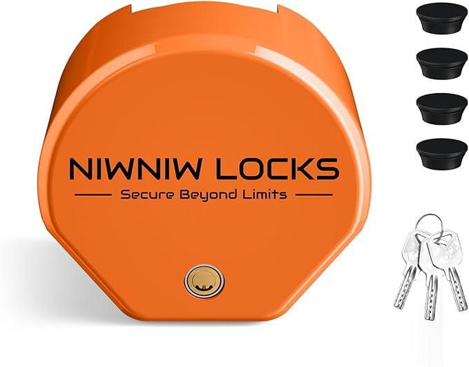 Heavy Duty Trailer Hitch Lock - Universal Fit 1-7/8",2" and 2-5/16" Couplers | Anti-Theft RV Trailer Tongue Lock for Truck Boat | Structural Steel Security Design (Orange)