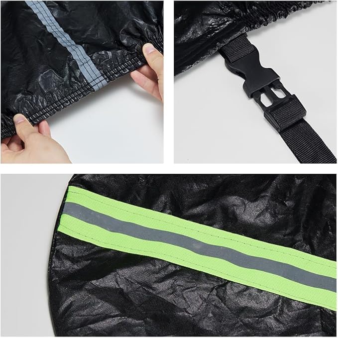Fluorescent Strip Design 6 Layers Waterproof Car Cover Compatible for Mercedes Benz C-Class C250 C300 C350 C400 2008-2024 All Weather Full Car Cover with Storage Bag