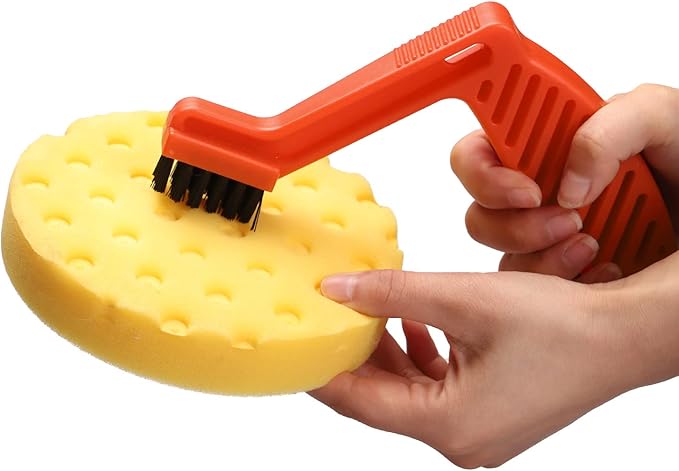 SPTA Polishing Pad Conditioning Brush, Polishing Spur Tool Set,Wool Buffing Pad Cleaning Spur Tool+ Foam Pad Brush, Car Buffing Pad Professional Cleaning Tool for Buffing Pads and Woolen Pads