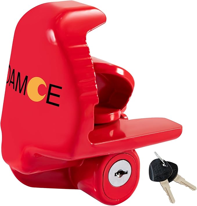 Trailer Hitch Locks with Keys, Trailer Lock Fit 1-7/8", 2", and 2-5/16" Couplers, Universal Accessories for Truck Vehicles, Boat and Rv, Heavy-Duty Steel, Red