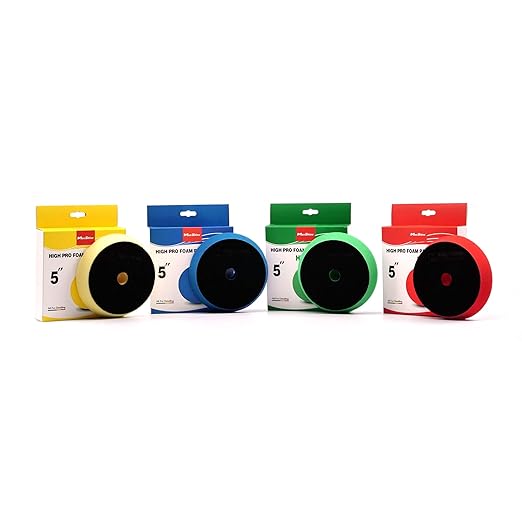 Maxshine 5” Universal High Pro Foam Pad Set – Compatible with DA & Rotary Polishers – Professional Detailing Pad for Heavy Cutting, Cutting, Polishing, & Finishing – Hook & Loop Backing