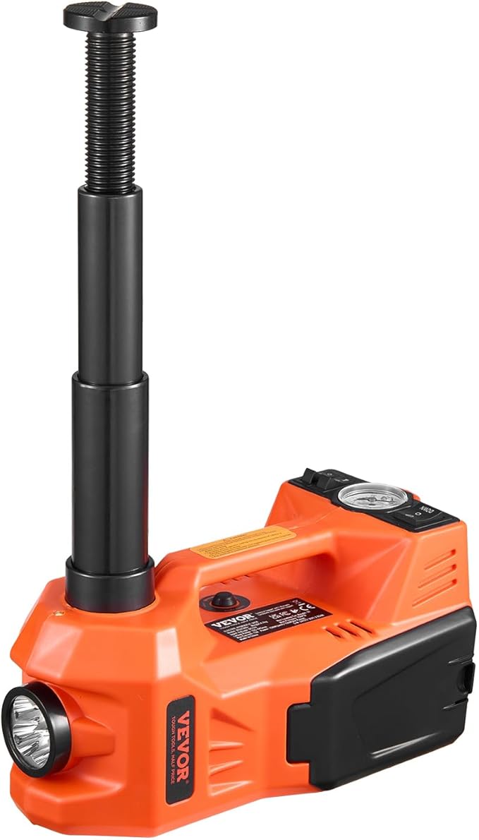 VEVOR Electric Car Jack, 5 Tons /11000 lbs, Electric Scissor Jack with Built-in Inflator, 12V Tire Change Replacement with Electric Impact Wrench & LED Light, Portable Jack kit for Sedan, SUV, Truck
