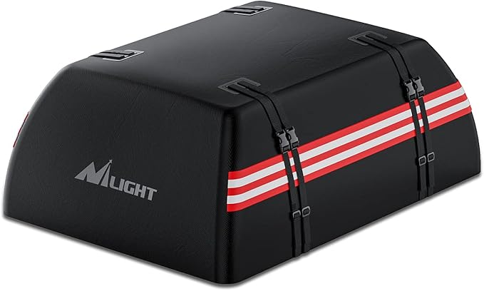 Nilight Car Roof Bag 15 Cubic Feet Waterproof Rooftop Cargo Carrier,Suitable for All Vehicle with/Without Rack - Waterproof Zip,Reflective Strip,Anti-Tear 840D PVC, with Anti-Slip Mat