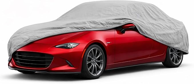 BDK Universal Fit Water Resistant All Weather Indoor Outdoor Car Cover for Sedan SUV Auto Vehicle - Protect from UV Light, Rain, Snow, Dust, Debris, Pollen, Tree Sap & More (S) (See Size Chart) - Gray