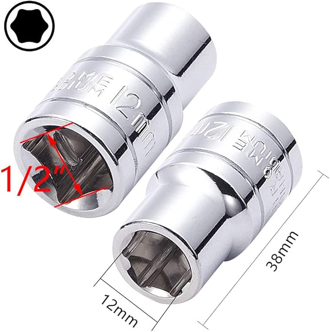 Utoolmart 1/2-Inch Drive 12mm 6-Point Shallow Socket, Metric, Cr-V Chrome-vanadium 1 Pcs