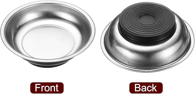 HARFINGTON 5pcs Round Magnetic Tray 4"x1" Stainless Steel Magnet Tool Tray Parts Holder for Socket Screw Nuts Bolts Pin Washers Metal Parts