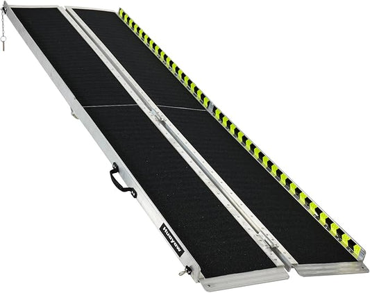 Wheelchair Ramp 10FT, Anti-Slip Aluminum Folding Handicap Portable Ramp, Wheelchair Ramps for Home Steps, Stairs, Doorways, Scooter Ramp