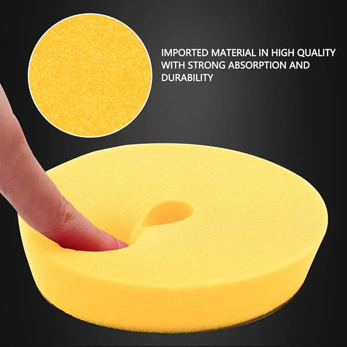 SPTA Yellow T80 High-Cut Foam Polishing Pad, 1Pc 6.5 Inch Buffing Polishing Pads for 150mm Backing Plate Compound Buffing Sponge for Car Buffer Polisher Compounding, Polishing and Waxing -FPBFS6Y