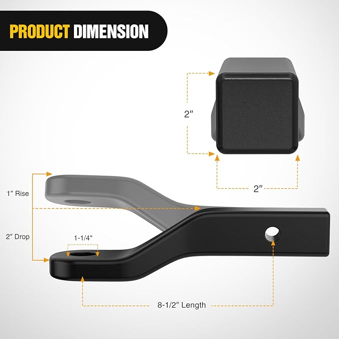 Nilight Forged Trailer Hitch Mount Fits 2 Inch Receiver Square 5/8" Hitch Pin Clip 17000 lbs 2" Drop, 1-1/4” Hole, Gloss Black Powder Coat