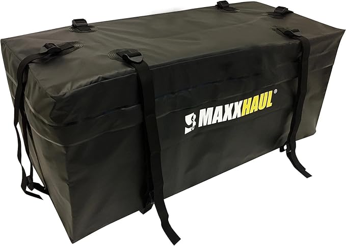 MaxxHaul 50912 Soft Shell Cargo Carrier Bag for Hitch Mount Cargo Rack - Heavy Duty and Water Resistant 47 inch x 20 inch x 20 inch Black with Tie Down Straps