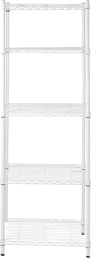 Honey-Can-Do 5-Tier White Shelving Unit (SHF-01055) + 4" Caster Wheels for Shelving Units (Set of 4)