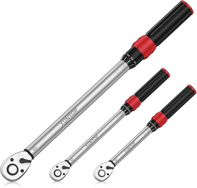 Torque Wrench 1/4 3/8 1/2 inch 3 PCS Drive Click Torque Wrench for 40-220 in.lb 5-45ft.lb 15-155ft.lb 72 Tooth Dual Direction Adjustable Ratchet Wrench for Bicycle,Moto,Car Maintenance