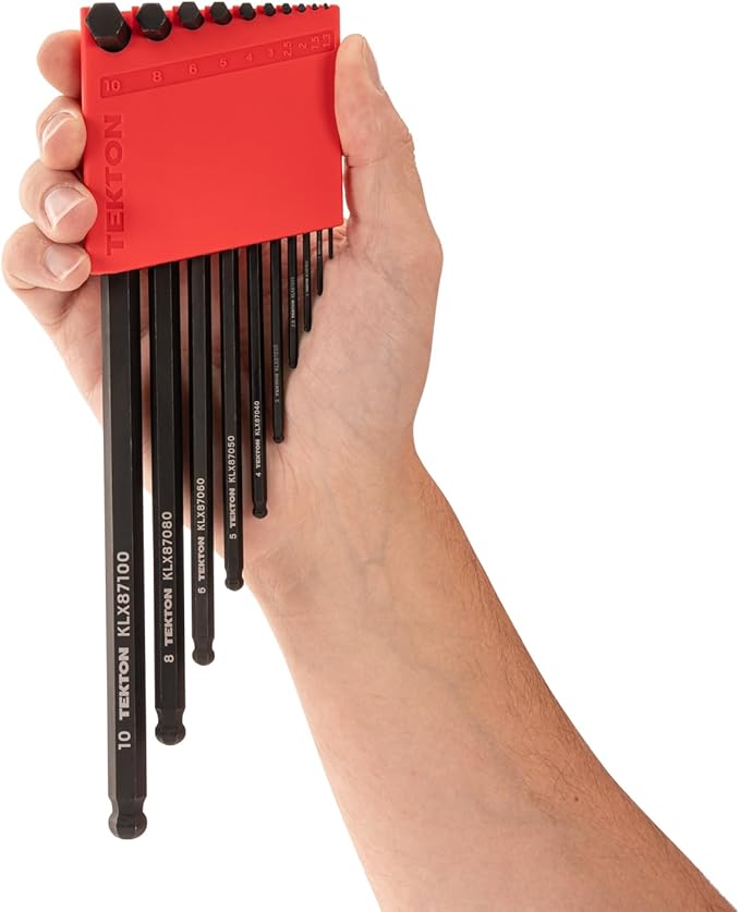 TEKTON Short Arm Ball End Hex L-Key Set with Holders, 23-Piece (0.050-3/8 in., 1.3-10 mm) | KLX91313