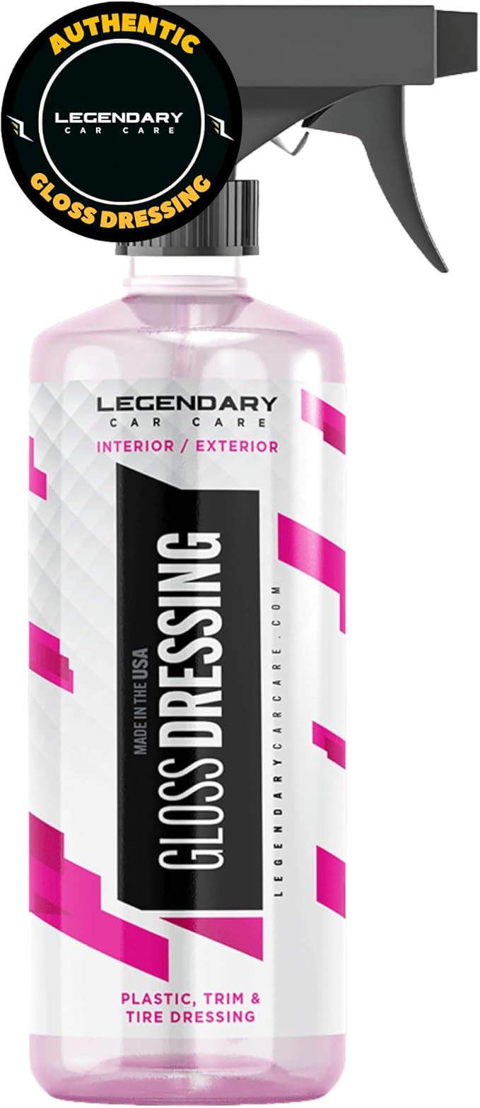 Legendary Gloss Dressing 16oz - Tire Shine Spray & Plastic Restorer – Water Based Tire Shine & Non-Greasy Interior/Exterior Detailing Spray - Trim, Rubber, Vinyl & Plastic Restorer for Cars
