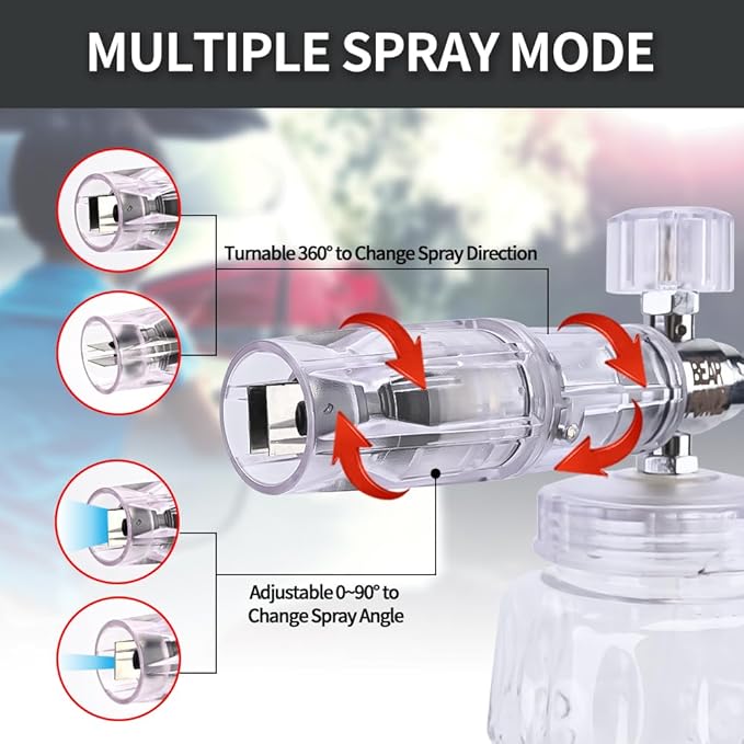 BEAR FORCE Pressure Washer Aluminium Plated Silver Foam Cannon Foam Generator Snow Foam Lance with 1.25mm & 1.10mm Orifice Nozzle for Karcher K2 K3 K4 K5 K6 K7 Pressure Washer