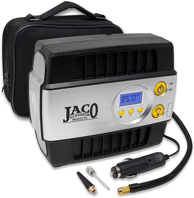 JACO SmartPro 12V Tire Inflator Air Compressor - Portable Automatic Digital Tire Pump (12-volt DC)