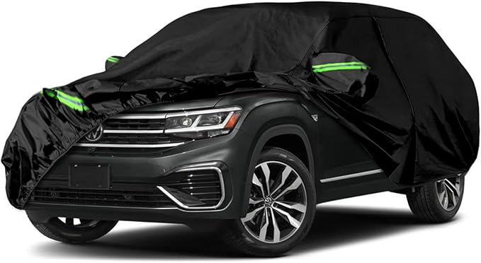 Waterproof Car Covers Replace for 2017-2025 VW Atlas, 6 Layers All Weather Custom-fit Car Cover with Zipper Door & Windproof Bands for Snow Rain Dust Hail Protection (Atlas)