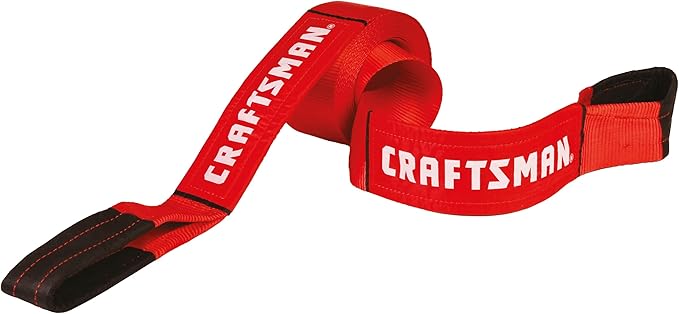 Craftsman CMXAZBS2003 Black/Red 4” x 30’ Heavy-Duty Recovery Tow Strap with Loop Ends - 6,666 lb Safe Wortking Load / 20,000 lb Break Strength