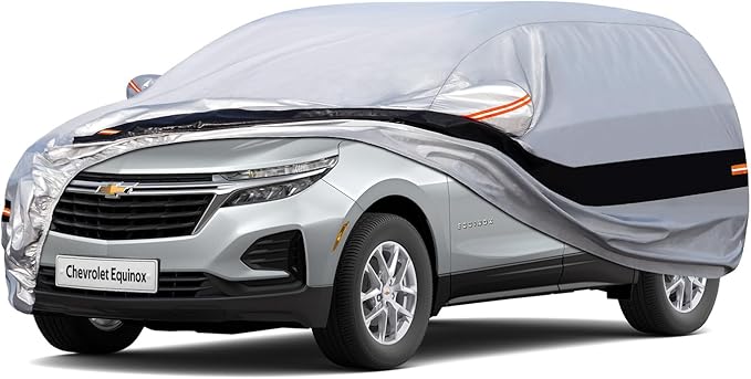 10 Layers SUV Car Cover Custom Fit for Chevrolet Chevy Equinox (2005-2024) Waterproof All Weather for Automobiles, Outdoor Full Cover Rain Sun UV Protection.Silver