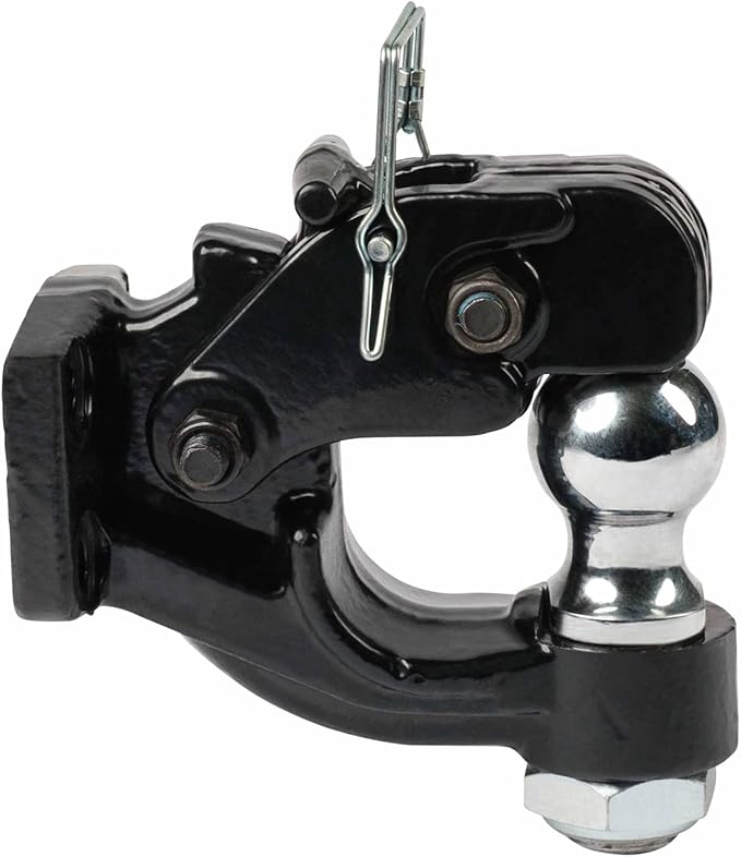 Mytee Products Pintle Hitch with 2 Inch Trailer Ball, 8 Ton Combination Hitch with Mounting Kit | Bolt On Adjustable Pintle Hook Ball Combo - Powder-Coated, Heavy-Duty