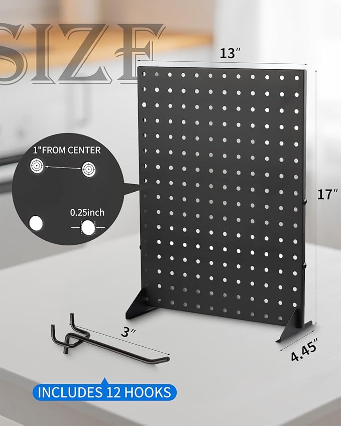 2Pcs Pegboard Display Racks with 24 Peg Hooks for Craft Show Display Rack, Metal Merchandise Display Rack for Boutique, Retail Stores, Vendors & Events (17" X 13", 2 Pack)