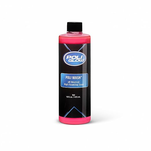 Poli Glow Poli Wash – 16 oz Concentrated Foaming Boat & RV Soap – pH Neutral, Biodegradable Cleaner – Safe for Poli Glow, Ceramic Coatings, Fiberglass, Gel Coat, Aluminum & Painted Surfaces