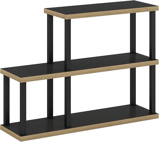 Furinno Turn-N-Tube No Tools Decorative Display Shelf, 3-Tier Ladder, Americano/Black