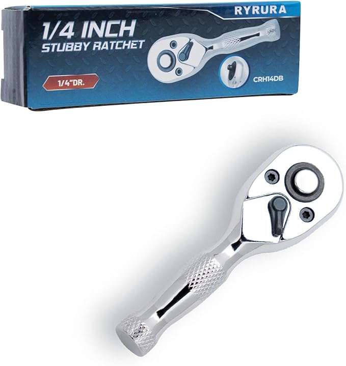 1/4 Inch Drive Stubby Ratchet Mini Ratchet Wrench,1/4 Socket Wrench, 72-Tooth Quick-Release，Reversible,Chrome Vanadium Alloy Steel for Durability