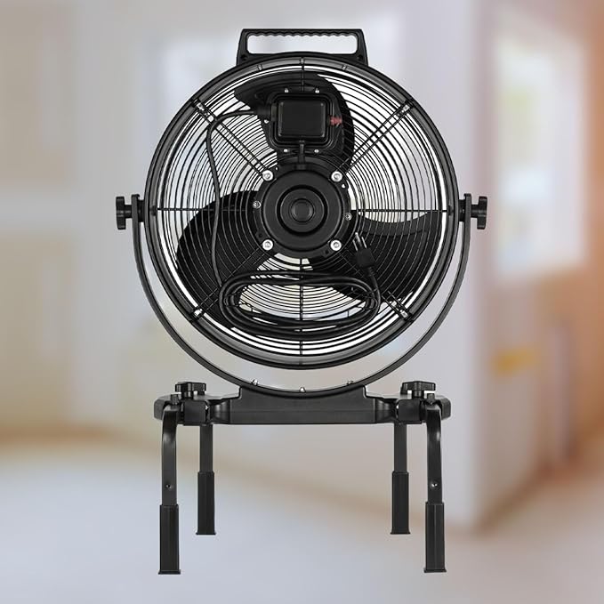 W58352 16-Inch Dust King High Velocity Floor, Exhaust, or Blower Fan, Black, 3-Speed, 270-Degree Adjustable Tilt, IP64 Waterproof, Ideal for Contractors and DIY in Warehouses and Factories