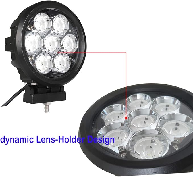 Lightronic 6 Inches Round Offroad LED Headlights, 6000K Cool-White Spot Beam, Rugged Aluminum Thin-Size Housing, Plug & Use DT Connector, 12V/24V DC, 2-Pack