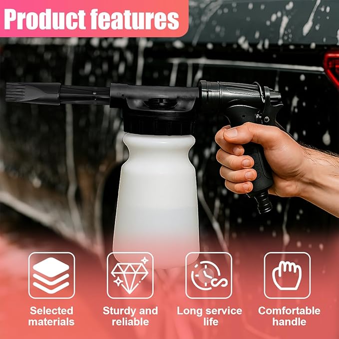 YoRise Car Wash Foam Gun, Adjustable Foam Cannon for Hose, Car Wash Sprayer with 6 Levels of Foams Concentration, Car Washing Soap Sprayer Connect to Any Garden Hose (Black)