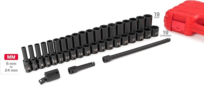 TEKTON 3/8 Inch Drive 6-Point Impact Socket Set, 41-Piece (6-24 mm) | SID91401