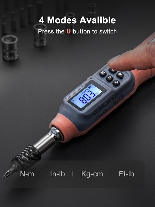 GROWNEER Digital Torque Screwdriver, 2.66-53.1 In-lbs/0.3-6 Nm, 1/4'' Drive Inch Pound Torque Screwdriver Electrician with Buzzer & LED Indicator, 27 In 1 Torque Wrench Screwdriver Set, Orange