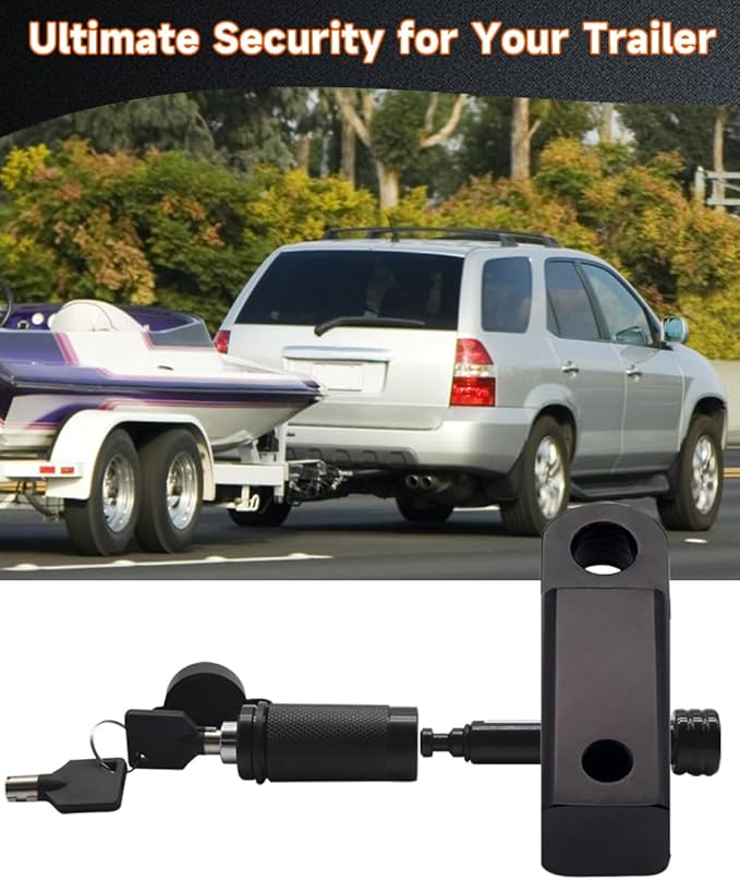 Trailer Hitch Lock with Anti-Theft Design, 5/8" Diameter Pin Fits 2" 2-1/2"Hitch Receivers with 6 Anti-Rattle Rubber O-Rings, Hitch Receiver Lock Perfect for Truck, Boat, Bicycle